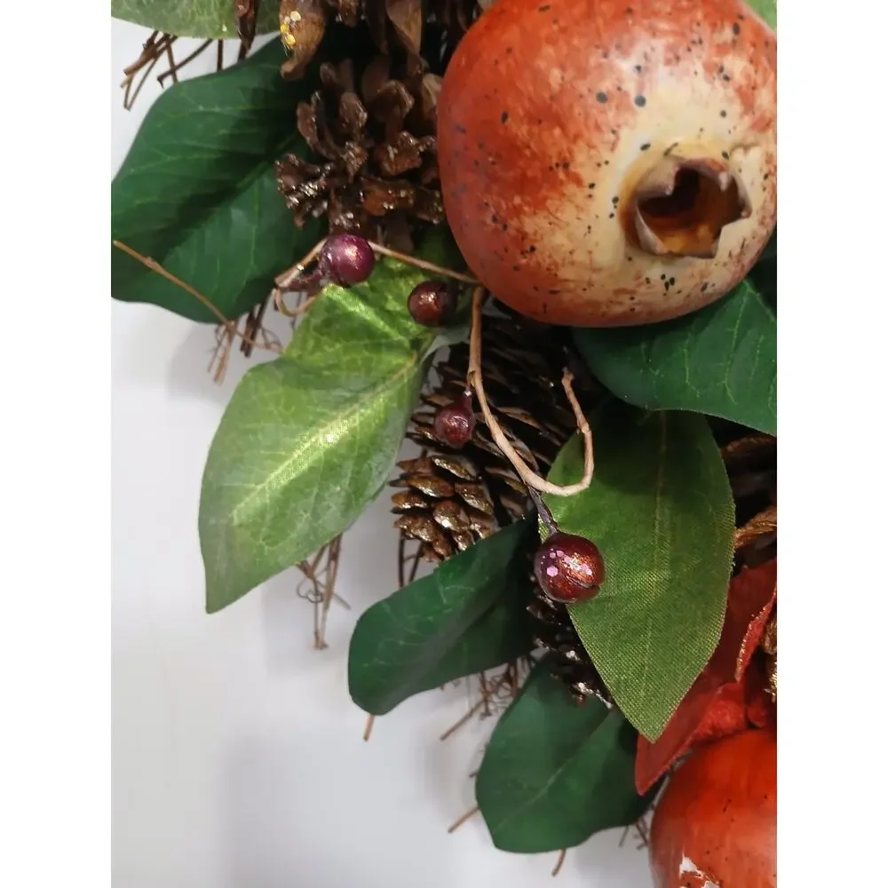 Winter Door Wreath Beautiful Pomegranate Realistic Holiday Christmas Arrangement
